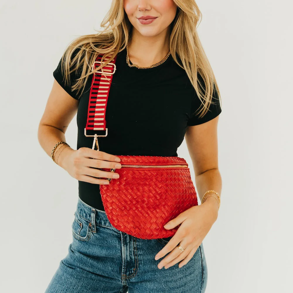 Westlyn Woven Bum Bag - Cherry Red - Southern Belle Boutique