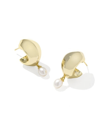 Oakland Pearl Huggie Earrings - Gold Freshwater Cultured Pearl - Southern Belle Boutique
