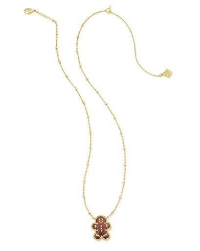 Gingerbread Short Pendant Necklace Gold Brown Goldstone - Southern Belle Boutique