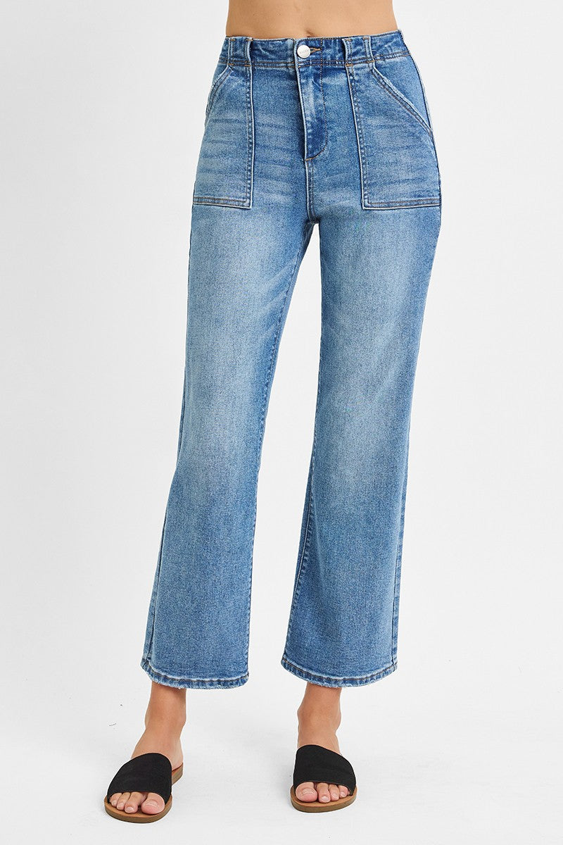 High Rise Ankle Flare Patch Pocket Pants - Medium - Southern Belle Boutique