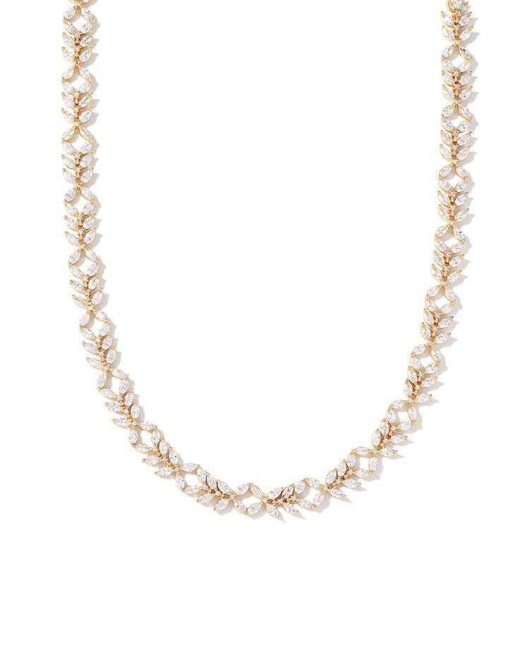 Rosalie Tennis Necklace - Gold White Crystal