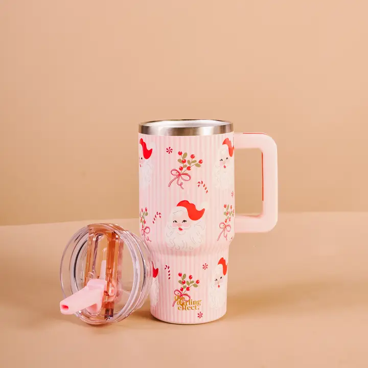 20 oz Lifestyle Flip Straw Tumbler-Holly Jolly Santa - Southern Belle Boutique