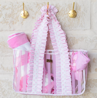 Cabana Club Carryall - Pink Polka Stripe - Southern Belle Boutique