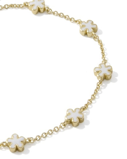 Jane Delicate Chain Bracelet - Gold White Enamel - Southern Belle Boutique