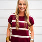 Burgundy Striped Bow Sweater