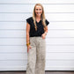 Leopard Straight Leg Cuffed Jeans