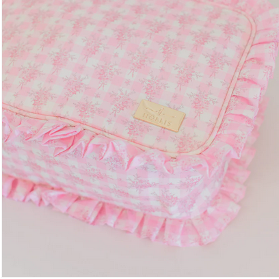 Ruffled Nylon XL Pouch - Pink Floral - Southern Belle Boutique