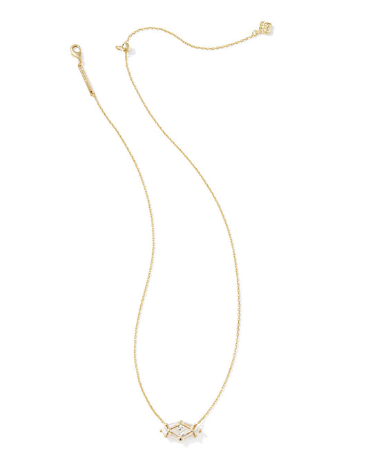 Lindy Rae Elisa Short Pendant Necklace Gold White Crystal