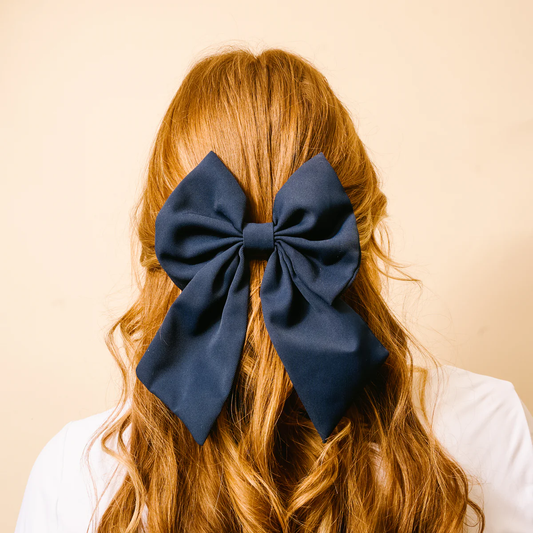 Classic Hair Bow - Navy
