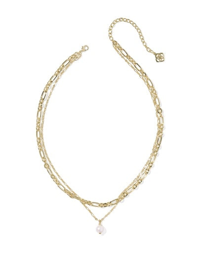 Ashton Multi Strand Necklace Gold Freshwater Cultured Pearl