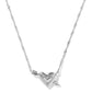 Ari Heart Arrow Short Pendant Necklace - Silver Pink Opalescent Resin