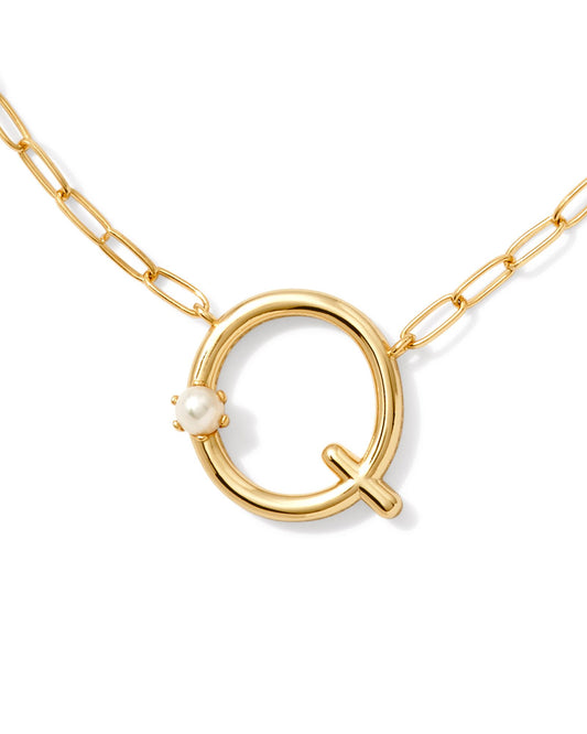 Pearl Initial Q Short Pendant Necklace - Gold - Southern Belle Boutique