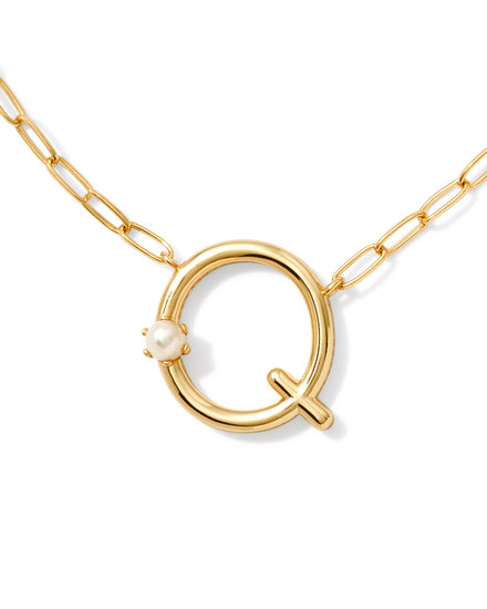 Pearl Initial Q Short Pendant Necklace - Gold - Southern Belle Boutique