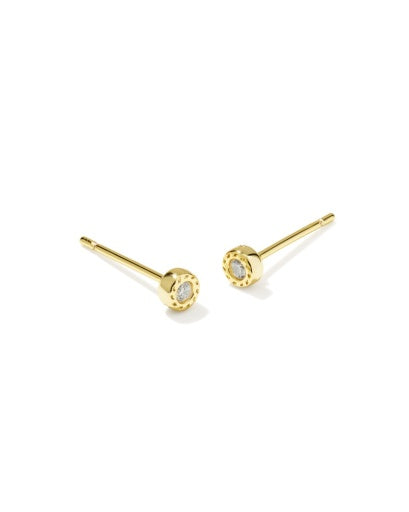 Arlene Stud Earring Set Gold White Cz
