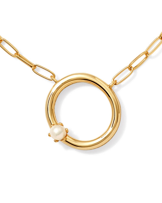 Pearl Initial O Short Pendant Necklace - Gold - Southern Belle Boutique