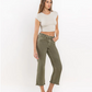 High Rise Raw Crop Straight Jeans - Deep Lichen Green