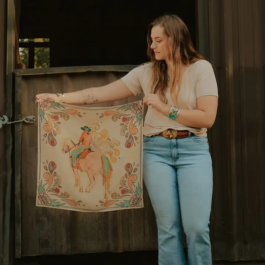 Summer Ride: Western Scarf Bandana Silk Tencel Cowgirl Wild Rag - Southern Belle Boutique