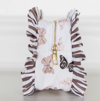 Butterfly Ruffled Nylon Large Clear Pouch