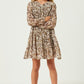Brown Floral Smock Waist Tiered Dress