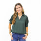 Forest Green Hi Lo Bubble Hem Blouse - Southern Belle Boutique