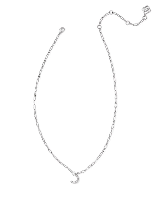 Pearl Initial J Short Pendant Necklace - Silver - Southern Belle Boutique