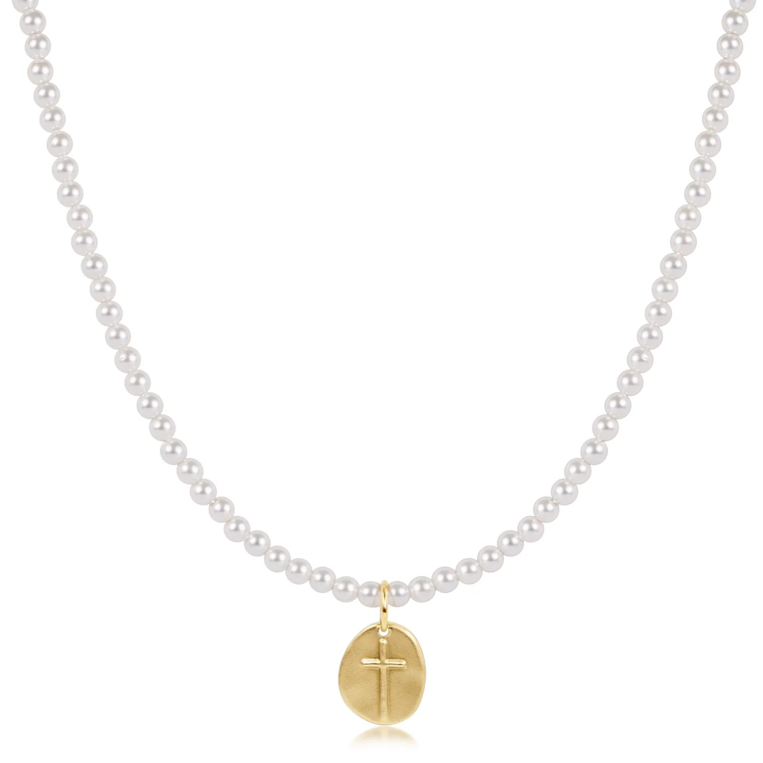 17" Choker Classic Pearl 3mm Bead - Inspire Small Gold Charm - Southern Belle Boutique