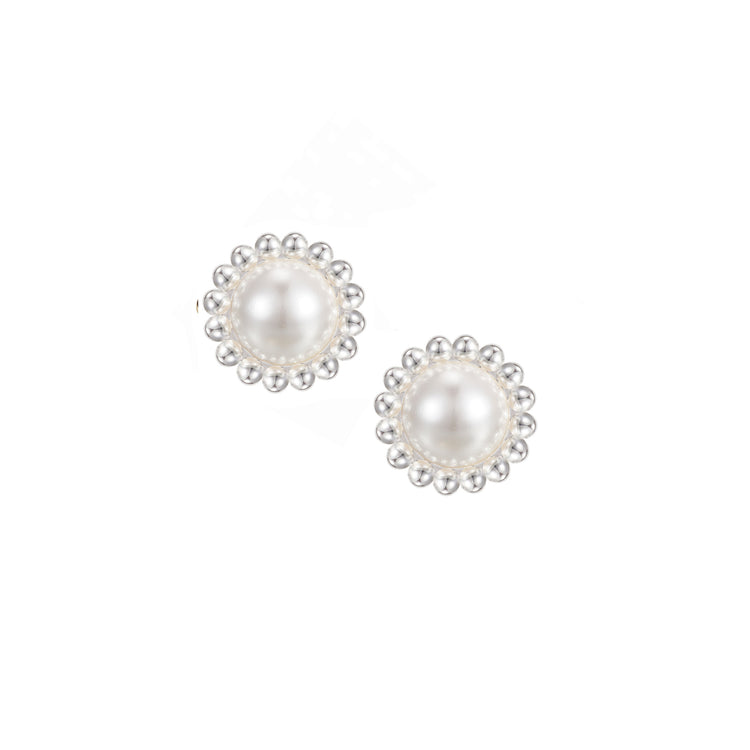 Allure Stud Earrings - Silver Pearl