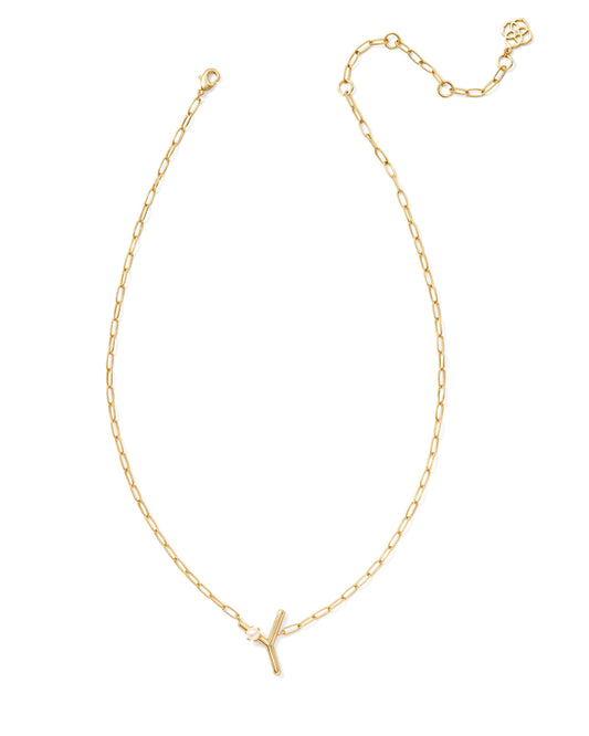 Pearl Initial Y Short Pendant Necklace - Gold - Southern Belle Boutique