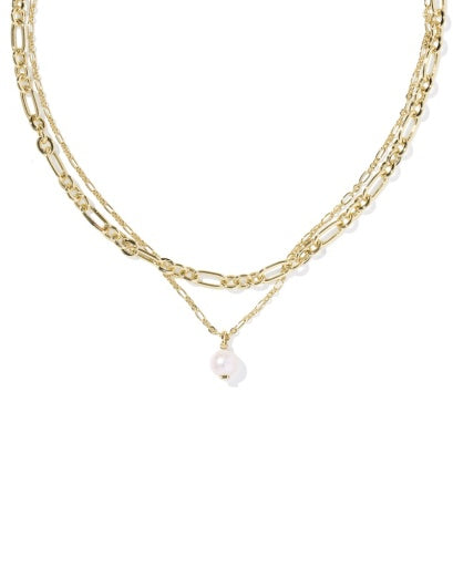Ashton Multi Strand Necklace Gold Freshwater Cultured Pearl