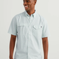 Tide Point Short Sleeve Button-Down - Heron Blue - Southern Belle Boutique