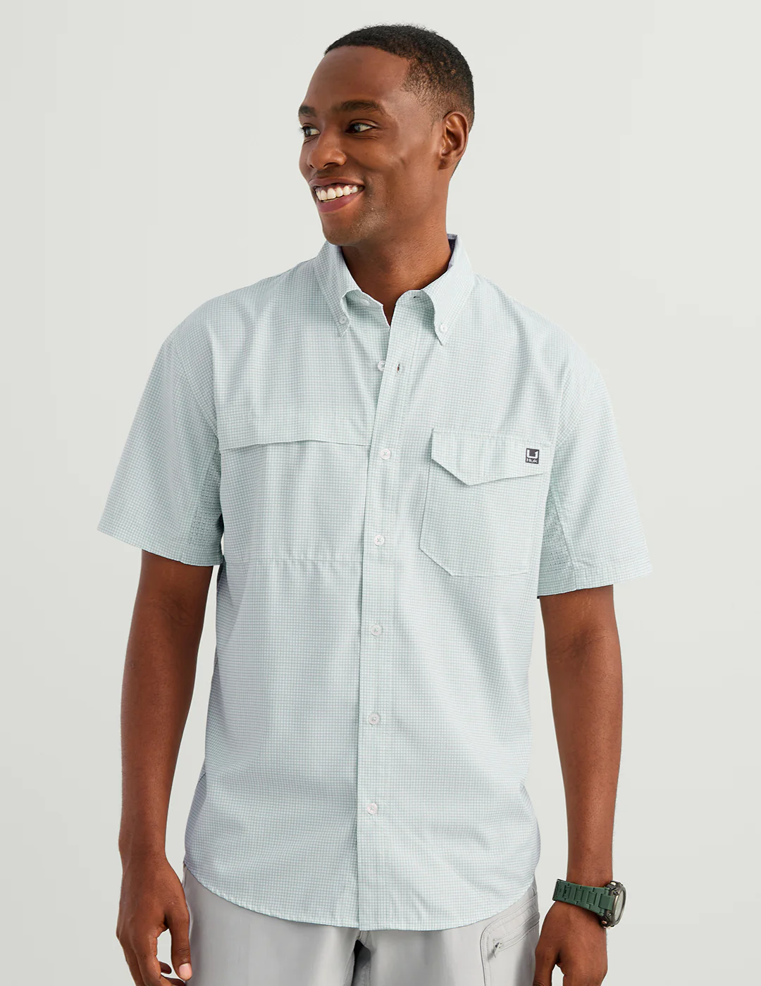 Tide Point Short Sleeve Button-Down - Heron Blue - Southern Belle Boutique