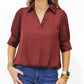 Wine Hi Lo Bubble Hem Blouse - Southern Belle Boutique