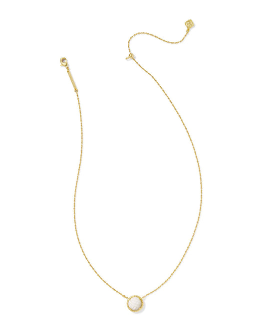 Volleyball Short Pendant Necklace Gold White Mother Of Pearl - Southern Belle Boutique