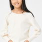 Ivory Textured Rib Exaggerated Cuff Knit Top