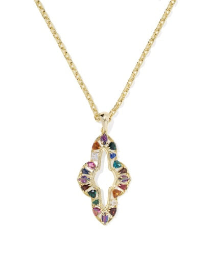 Abbie Crystal Long Pendant Necklace Gold Multi Mix - Southern Belle Boutique