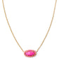 Elisa Color Burst Frame Short Pendant Necklace Gold Neon Pink Magnesite - Southern Belle Boutique