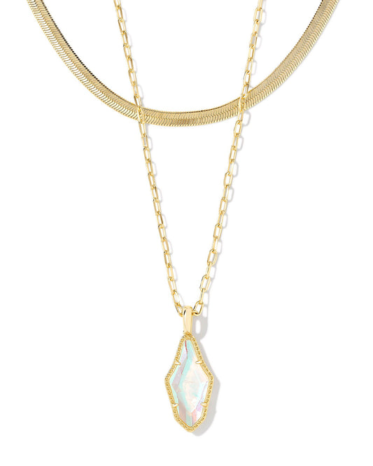 Evelyn Multi Strand Necklace - Gold Rock Crystal Dichroic