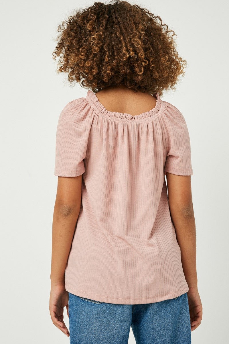 Mauve Ruffled Neck Knit Top - Southern Belle Boutique