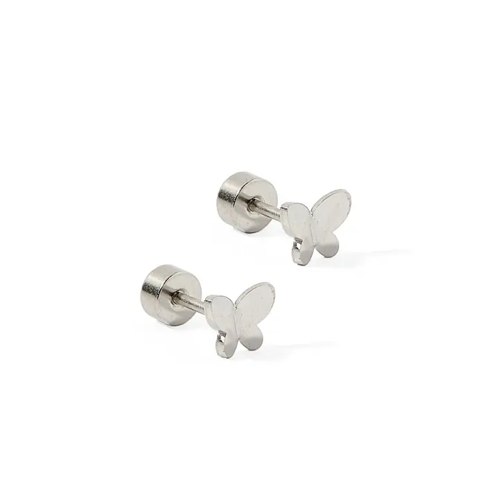 Screwback Stud Earrings - Billie Butterfly Silver - Southern Belle Boutique