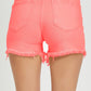 Tummy Control High Rise Frey Hem Shorts - Coral - Southern Belle Boutique