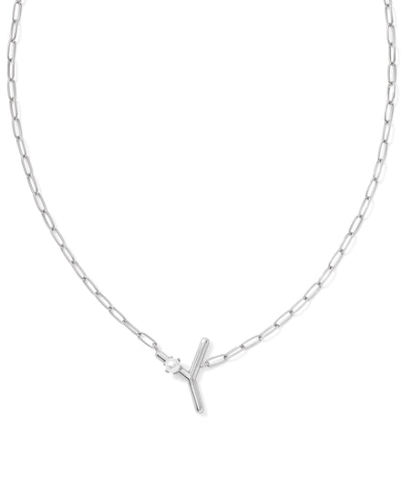 Pearl Initial Y Short Pendant Necklace - Silver - Southern Belle Boutique