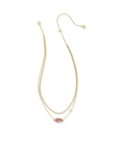 Ophelia Multi Strand Necklace Gold Light Mauve Illusion - Southern Belle Boutique