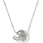 Football Helmet Short Pendant Necklace - Silver Ivory Mother Of Pearl - Southern Belle Boutique
