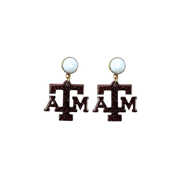 Texas A&M Mini Maroon Glitter Earrings
