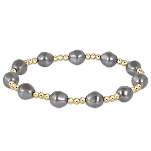 Admire Gold 3MM Bead Bracelet - Pearl - Dark Grey - Southern Belle Boutique
