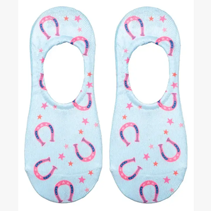No-Show Liner Socks - Horseshoes & Stars - Blue