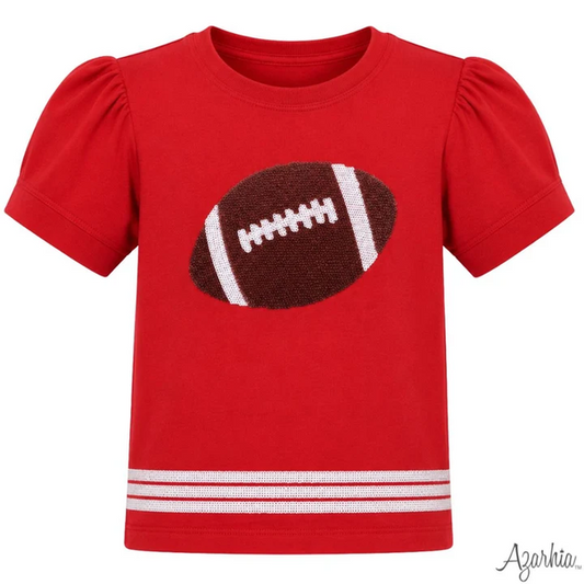 Sequin Football SS Holly Red Top - Southern Belle Boutique