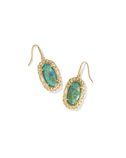 Dani Figaro Frame Drop Earrings Gold Deep Aqua Illusion - Southern Belle Boutique