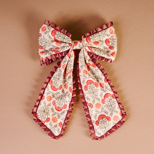 Everbloom Dusty Rose Fancy Frills Hair Bow - Southern Belle Boutique