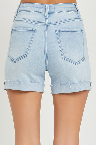 High Rise Cuffed Shorts - Light Wash - Southern Belle Boutique